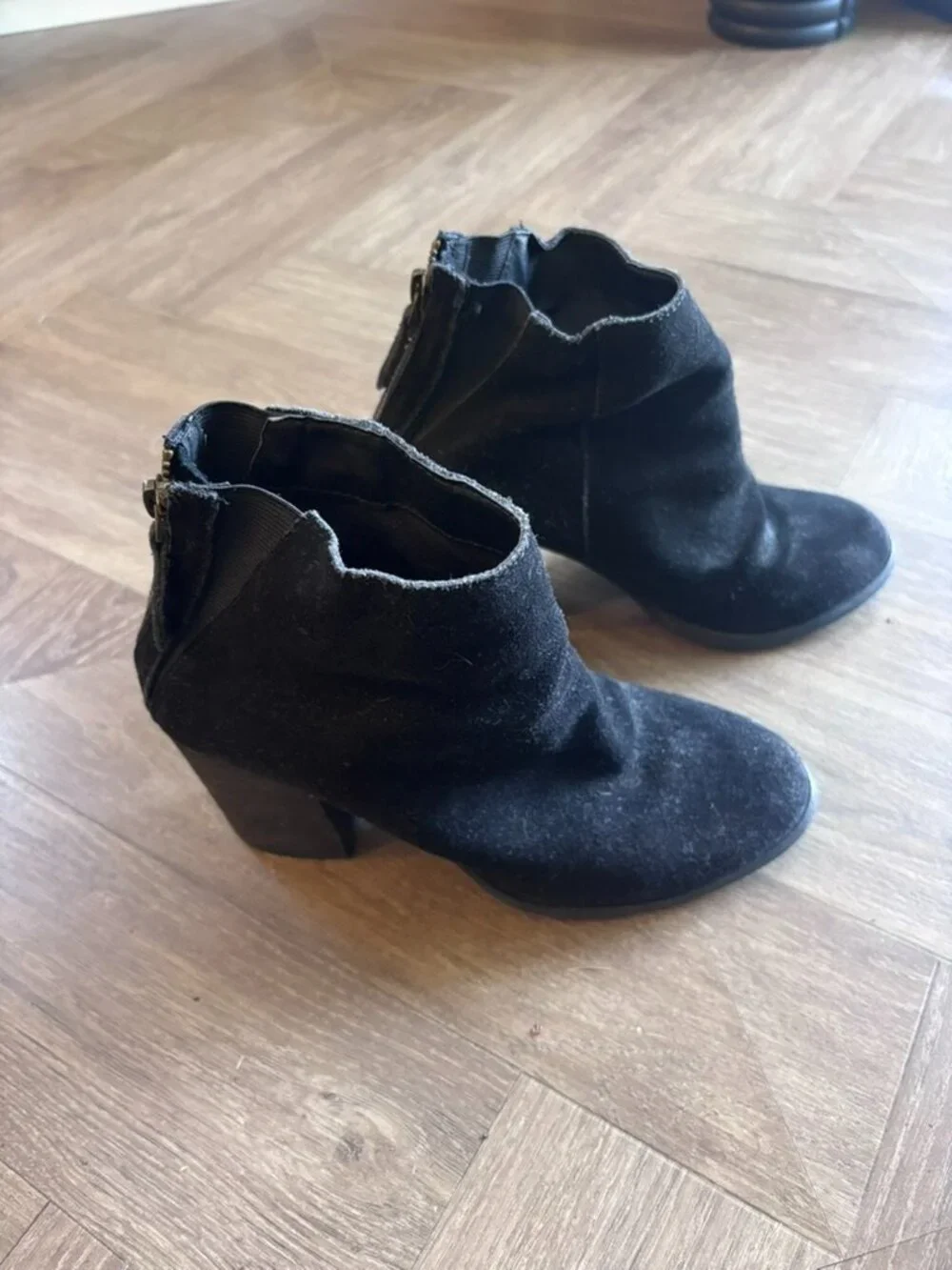 Black Cow Hide Ankle High Heel Booties